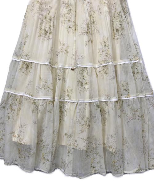 JUSGLITTY（ジャスグリッティー）JUSGLITTY (ジャスグリッティー) ブーケプリントワンピース ライトイエローの古着・服飾アイテム