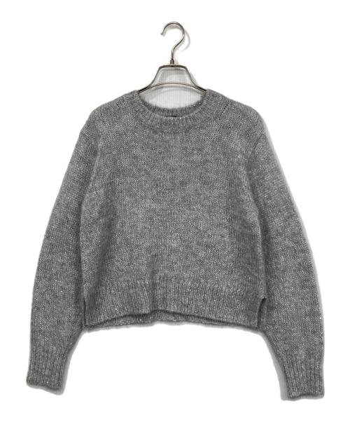 23区（ニジュウサンク）23区 (ニジュウサンク) スパングル クルーネック ニット グレー サイズ:32の古着・服飾アイテム