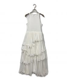 jil grace（ジル グレイス）の古着「TIERED COMBI DRESS」｜ホワイト