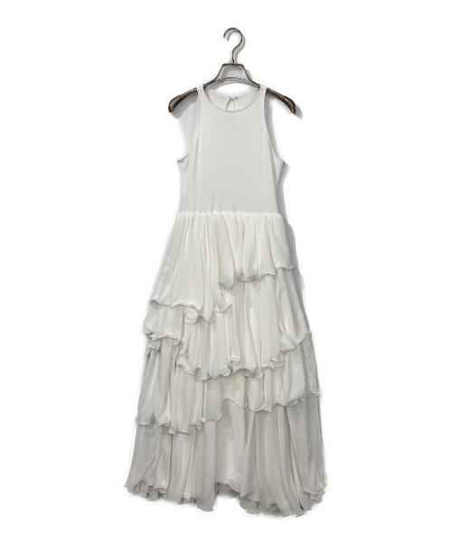 jil grace（ジル グレイス）jil grace (ジル グレイス) TIERED COMBI DRESS ホワイト サイズ:Lの古着・服飾アイテム