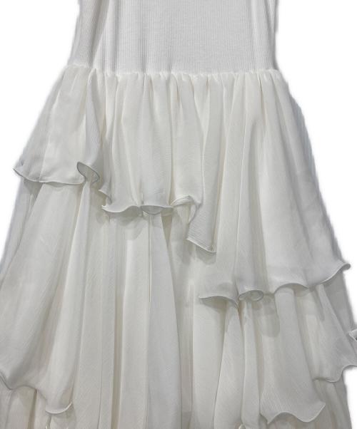 jil grace（ジル グレイス）jil grace (ジル グレイス) TIERED COMBI DRESS ホワイト サイズ:Lの古着・服飾アイテム