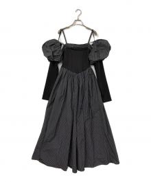 MAISON SPECIAL（メゾンスペシャル）の古着「Puffy Bolero Set Plaid Pattern Volume Silhouette Dress」｜ブラック