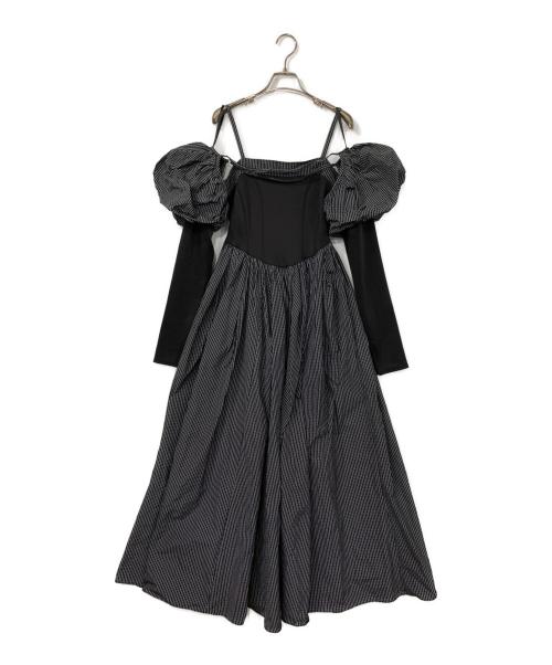 MAISON SPECIAL（メゾンスペシャル）MAISON SPECIAL (メゾンスペシャル) Puffy Bolero Set Plaid Pattern Volume Silhouette Dress ブラック サイズ:38の古着・服飾アイテム