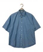 AURALEEオーラリー）の古着「WASHED FINX TWILL BIG HALF SLEEVED SHIRT/ウォッシュドフィンクスツイルビッグハーフスリーブシャツ」｜ブルー