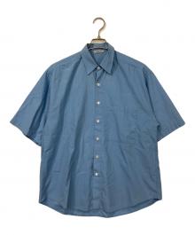 AURALEE（オーラリー）の古着「WASHED FINX TWILL BIG HALF SLEEVED SHIRT/ウォッシュドフィンクスツイルビッグハーフスリーブシャツ」｜ブルー
