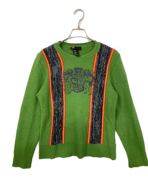 DIESEL（ディーゼル）DIESEL (ディーゼル) フロントプリントニット グリーン サイズ:Mの古着・服飾アイテム