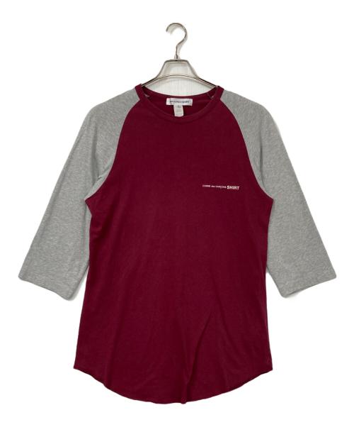 COMME des GARCONS SHIRT（コムデギャルソンシャツ）COMME des GARCONS SHIRT (コムデギャルソンシャツ) 七分袖ラグランカットソー グレー×レッド サイズ:Xの古着・服飾アイテム