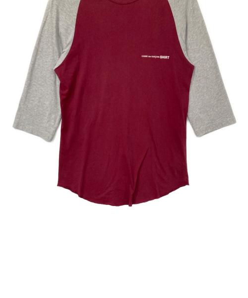 COMME des GARCONS SHIRT（コムデギャルソンシャツ）COMME des GARCONS SHIRT (コムデギャルソンシャツ) 七分袖ラグランカットソー グレー×レッド サイズ:Xの古着・服飾アイテム