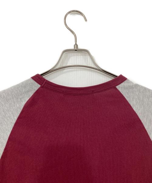COMME des GARCONS SHIRT（コムデギャルソンシャツ）COMME des GARCONS SHIRT (コムデギャルソンシャツ) 七分袖ラグランカットソー グレー×レッド サイズ:Xの古着・服飾アイテム