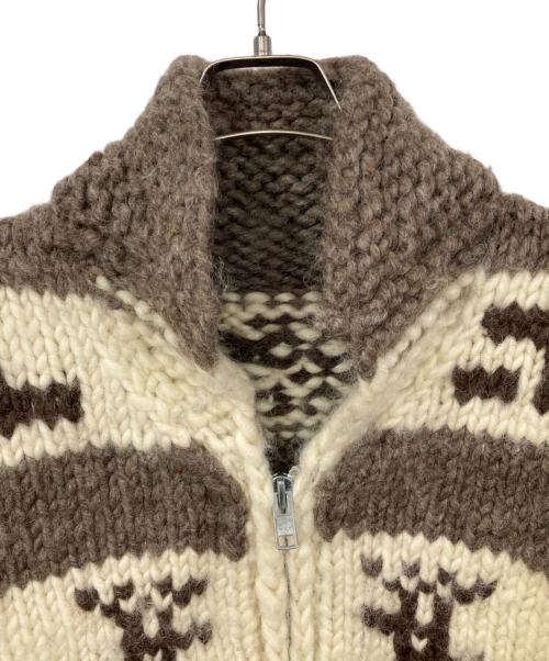 USED（ユーズド）USED (ユーズド) カウチンニットカーディガン ベージュ×ブラウン サイズ:表記なしの古着・服飾アイテム