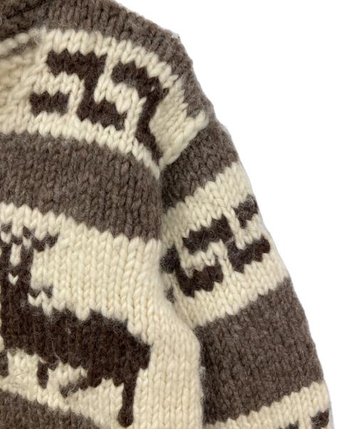 USED（ユーズド）USED (ユーズド) カウチンニットカーディガン ベージュ×ブラウン サイズ:表記なしの古着・服飾アイテム