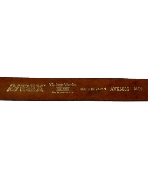 AVIREX（アヴィレックス）AVIREX (アヴィレックス) VINTAGE WORKS (ヴィンテージワークス) Wネーム Cバックルレザーベルト ブラウン サイズ:35/89の古着・服飾アイテム