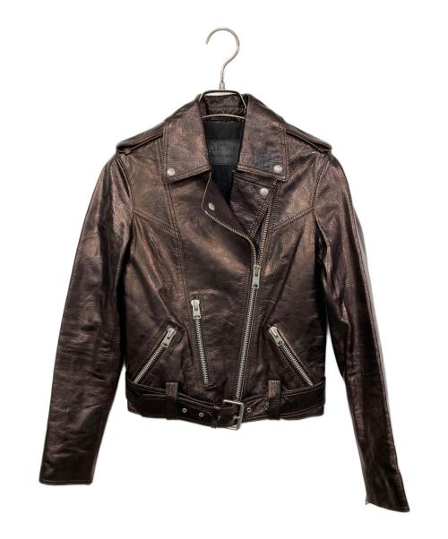 ALL SAINTS（オールセインツ）ALL SAINTS (オールセインツ) ブロンズライダースジャケット ブラウン サイズ:36の古着・服飾アイテム