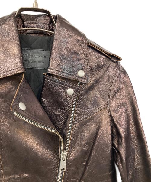 ALL SAINTS（オールセインツ）ALL SAINTS (オールセインツ) ブロンズライダースジャケット ブラウン サイズ:36の古着・服飾アイテム