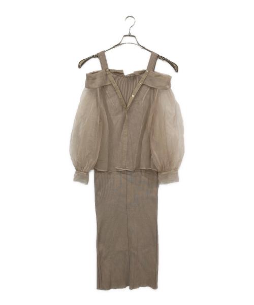 COCODEAL（ココディール）COCODEAL (ココディール) オーガンジーシャツ×ニットワンピースSET ベージュ サイズ:SIZE2の古着・服飾アイテム
