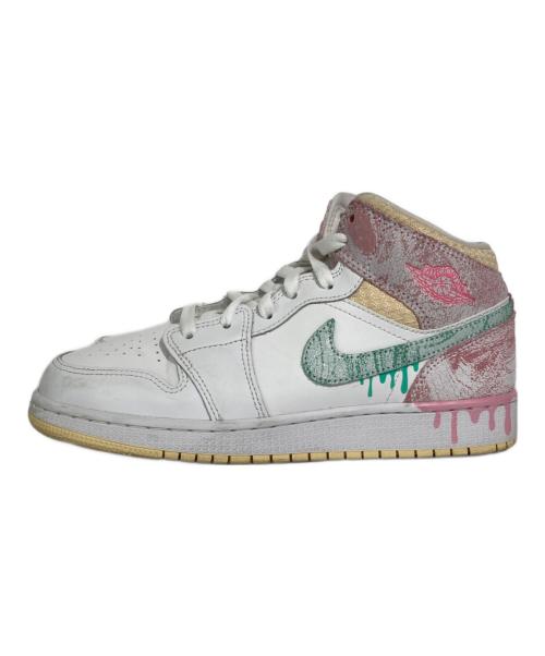 NIKE（ナイキ）NIKE (ナイキ) GS Air Jordan 1 Mid ホワイト×ピンク サイズ:US7Yの古着・服飾アイテム
