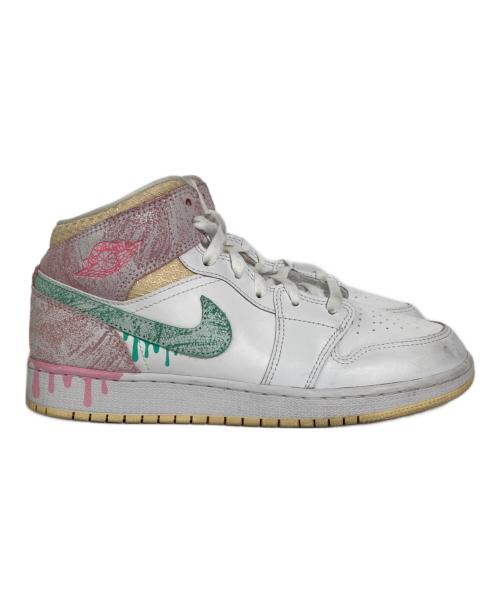 NIKE（ナイキ）NIKE (ナイキ) GS Air Jordan 1 Mid ホワイト×ピンク サイズ:US7Yの古着・服飾アイテム
