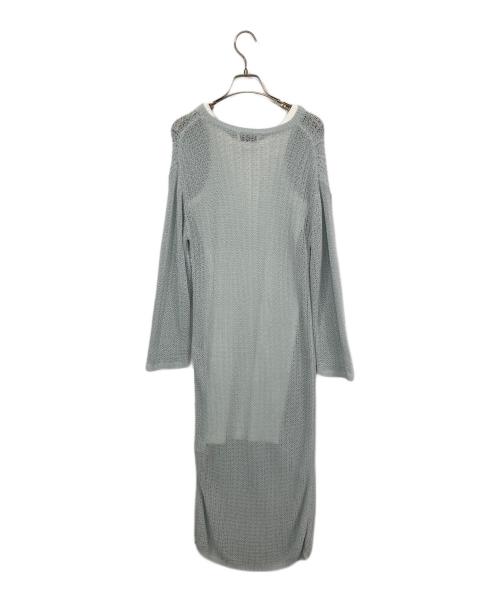 emmi atelier（エミアトリエ）emmi atelier (エミアトリエ) インナー付きメッシュニットワンピース ブルー サイズ:F 未使用品の古着・服飾アイテム