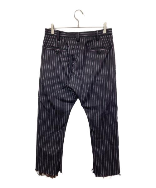 sulvam（サルバム）sulvam (サルバム) 切りっぱなしストライプパンツ ブラック サイズ:Mの古着・服飾アイテム