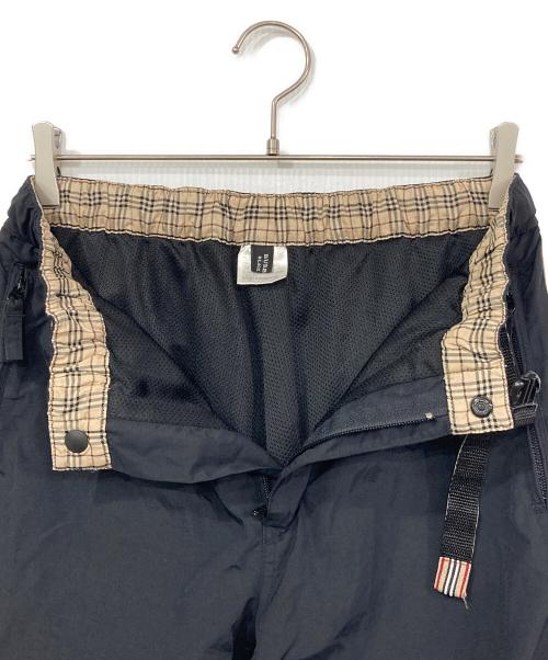 BURBERRY BLACK LABEL（バーバリーブラックレーベル）BURBERRY BLACK LABEL (バーバリーブラックレーベル) サイドラインナイロンクロップドパンツ ブラック サイズ:W73の古着・服飾アイテム