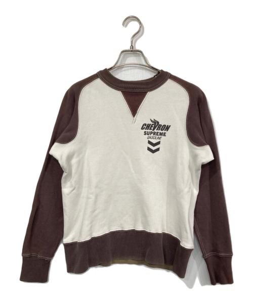 CUSHMAN（クッシュマン）CUSHMAN (クッシュマン) 両Vラグランスウェット ホワイト×ブラウン サイズ:Sの古着・服飾アイテム