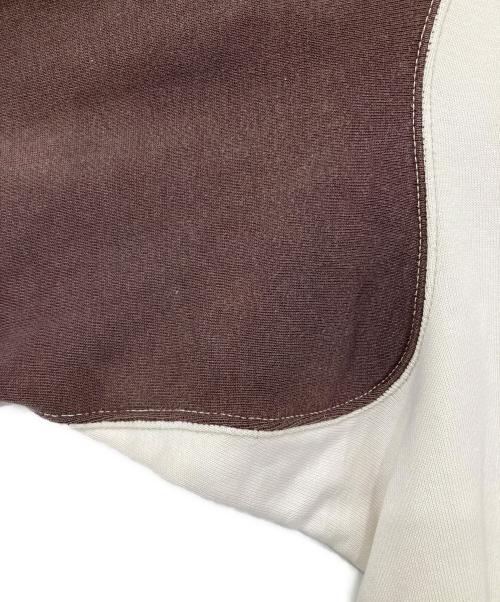 CUSHMAN（クッシュマン）CUSHMAN (クッシュマン) 両Vラグランスウェット ホワイト×ブラウン サイズ:Sの古着・服飾アイテム