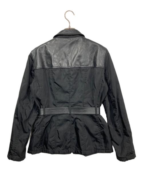 PRADA（プラダ）PRADA (プラダ) ナイロン×レザー切替ベルテッドジャケット ブラック サイズ:Mの古着・服飾アイテム