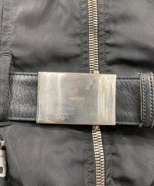 PRADA（プラダ）PRADA (プラダ) ナイロン×レザー切替ベルテッドジャケット ブラック サイズ:Mの古着・服飾アイテム