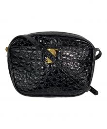 Salvatore Ferragamo（サルヴァトーレ フェラガモ）の古着「クロコ型押しショルダーバッグ」｜ブラック