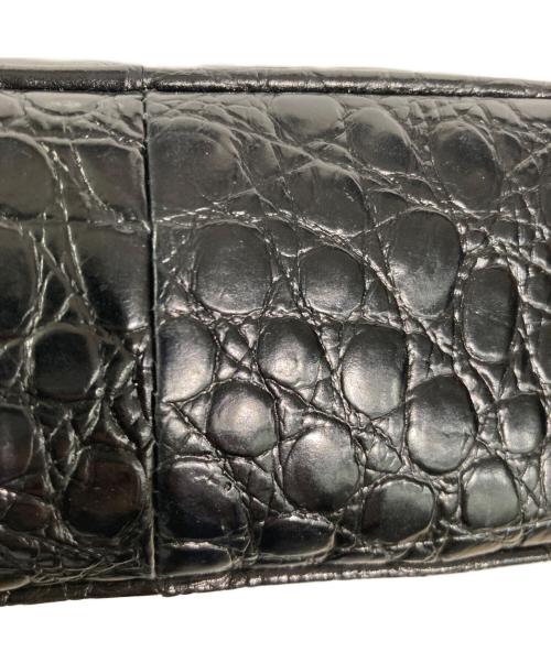 Salvatore Ferragamo（サルヴァトーレ フェラガモ）Salvatore Ferragamo (サルヴァトーレ フェラガモ) クロコ型押しショルダーバッグ ブラックの古着・服飾アイテム
