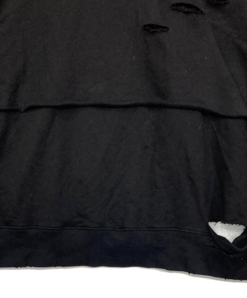 seesew（シーソー）SeeSew (シーソー) LAYERD DAMAGE SWEAT/レイヤードダメージスウェット ブラック サイズ:Mの古着・服飾アイテム