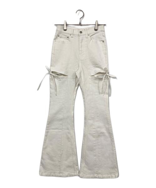 Resexxy（リゼクシー）Resexxy (リゼクシー) カットアウトリボンデニムパンツ ホワイト サイズ:S 未使用品の古着・服飾アイテム