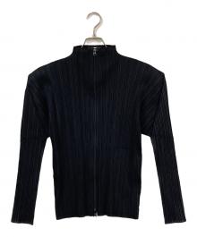 PLEATS PLEASE（プリーツプリーズ）の古着「プリーツジップアップブルゾン」｜ブラック