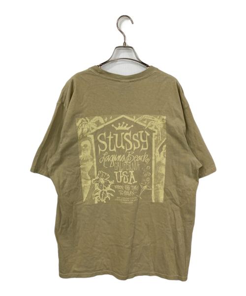 stussy（ステューシー）stussy (ステューシー) Laguna BeachプリントTシャツ ベージュ サイズ:Lの古着・服飾アイテム