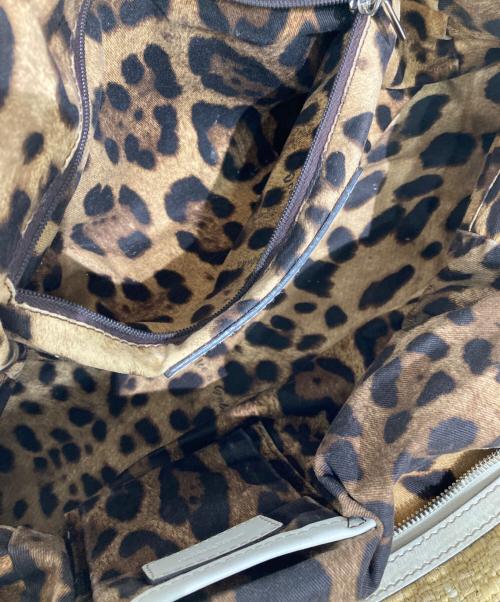 DOLCE & GABBANA（ドルチェ＆ガッバーナ）DOLCE & GABBANA (ドルチェ＆ガッバーナ) レザー×リネンミニボストンバッグ ベージュ×ホワイトの古着・服飾アイテム