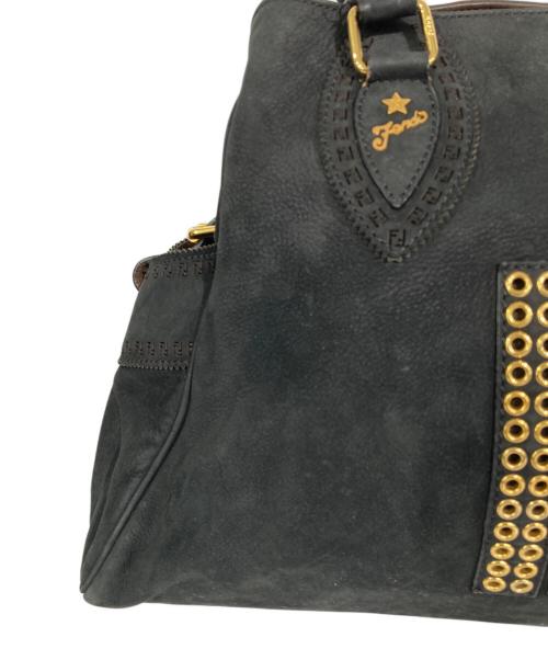 FENDI（フェンディ）FENDI (フェンディ) パンチングスウェードハンドバッグ ブラックの古着・服飾アイテム