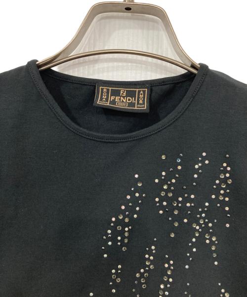 FENDI（フェンディ）FENDI (フェンディ) ラインストーンロゴカットソー ブラック サイズ:Sの古着・服飾アイテム