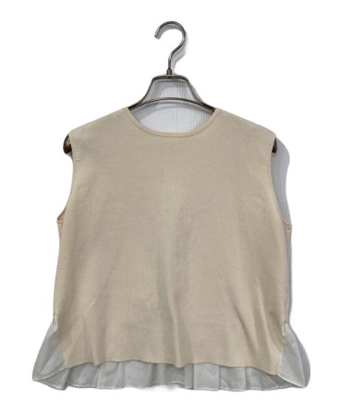 BALLSEY（ボールジィ）BALLSEY (ボールジィ) ファブリックコンビ ノースリーブプルオーバー アイボリー サイズ:36の古着・服飾アイテム