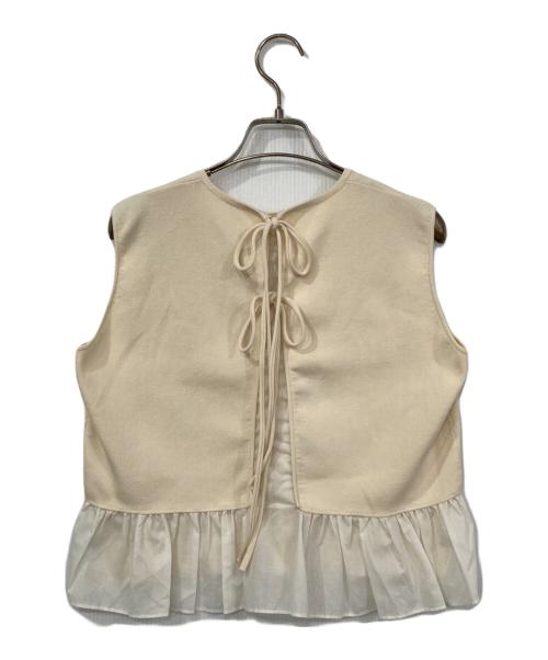 BALLSEY（ボールジィ）BALLSEY (ボールジィ) ファブリックコンビ ノースリーブプルオーバー アイボリー サイズ:36の古着・服飾アイテム