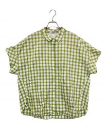 Leilian（レリアン）の古着「半袖チェックシャツ」｜グリーン×ホワイト