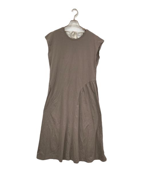 Leilian（レリアン）LEILIAN (レリアン) バックリボンノースリーブワンピース ベージュ サイズ:XLの古着・服飾アイテム