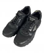 PRADAプラダ）の古着「Re-Nylon  ブラッシュドレザー スニーカー」｜ブラック