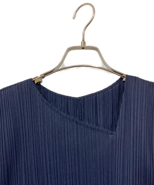 PLEATS PLEASE（プリーツプリーズ）PLEATS PLEASE (プリーツプリーズ) バイカラーノースリーブワンピース ブルー サイズ:4の古着・服飾アイテム