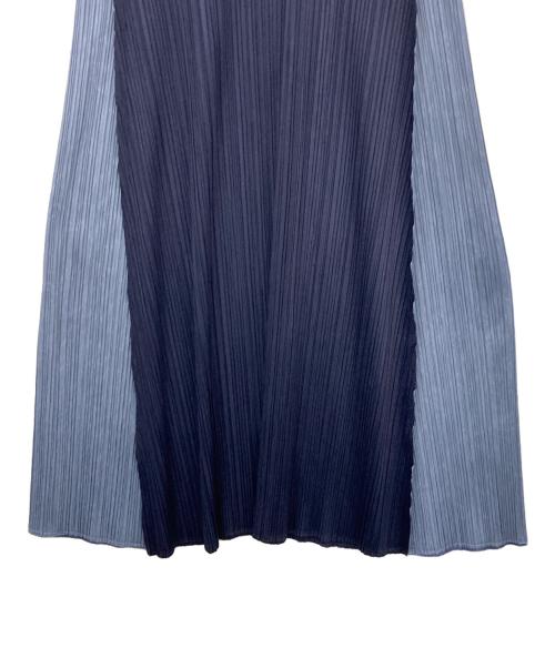 PLEATS PLEASE（プリーツプリーズ）PLEATS PLEASE (プリーツプリーズ) バイカラーノースリーブワンピース ブルー サイズ:4の古着・服飾アイテム