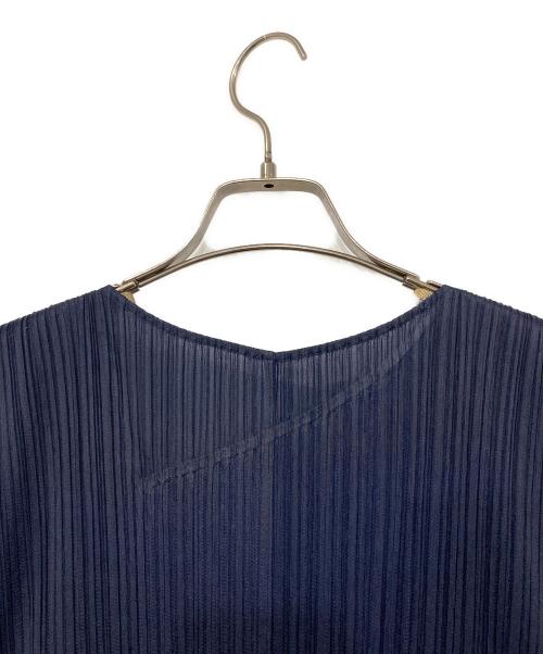 PLEATS PLEASE（プリーツプリーズ）PLEATS PLEASE (プリーツプリーズ) バイカラーノースリーブワンピース ブルー サイズ:4の古着・服飾アイテム