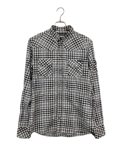 DOLCE & GABBANA（ドルチェ＆ガッバーナ）DOLCE & GABBANA (ドルチェ＆ガッバーナ) SICILIAチェックBDシャツ グレー サイズ:16/41の古着・服飾アイテム