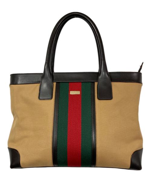 GUCCI（グッチ）GUCCI (グッチ) シェリーラインハンドバッグ ブラウンの古着・服飾アイテム