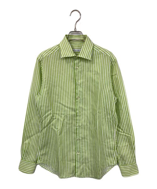 ETRO（エトロ）ETRO (エトロ) ストライプシャツ ホワイト×グリーン サイズ:39の古着・服飾アイテム