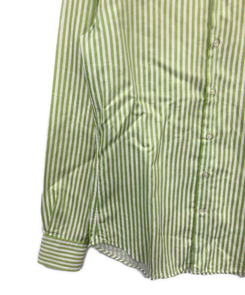 ETRO（エトロ）ETRO (エトロ) ストライプシャツ ホワイト×グリーン サイズ:39の古着・服飾アイテム