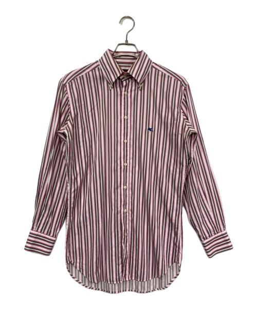 ETRO（エトロ）ETRO (エトロ) ワンポイント刺繍ストライプシャツ ピンク×ホワイト サイズ:40の古着・服飾アイテム